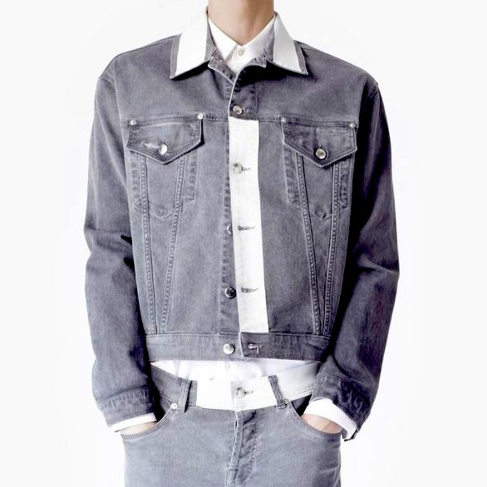 McQ Alexander McQueen Thurston Grey Off-White Sexy Streetwear Denim Jacket NWT